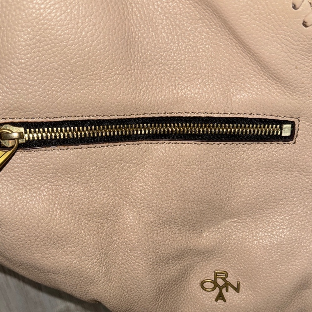 orYANY Taupe Leather Hobo Bag with Gold Details and whipstitching - Picture 3 of 13